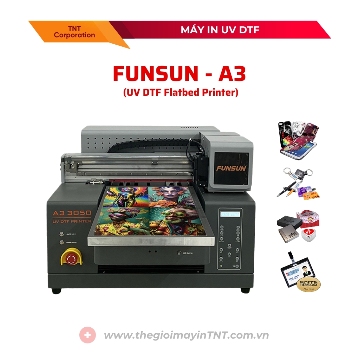 Máy in Funsun A3 UV DTF Printer to Flatbed Material