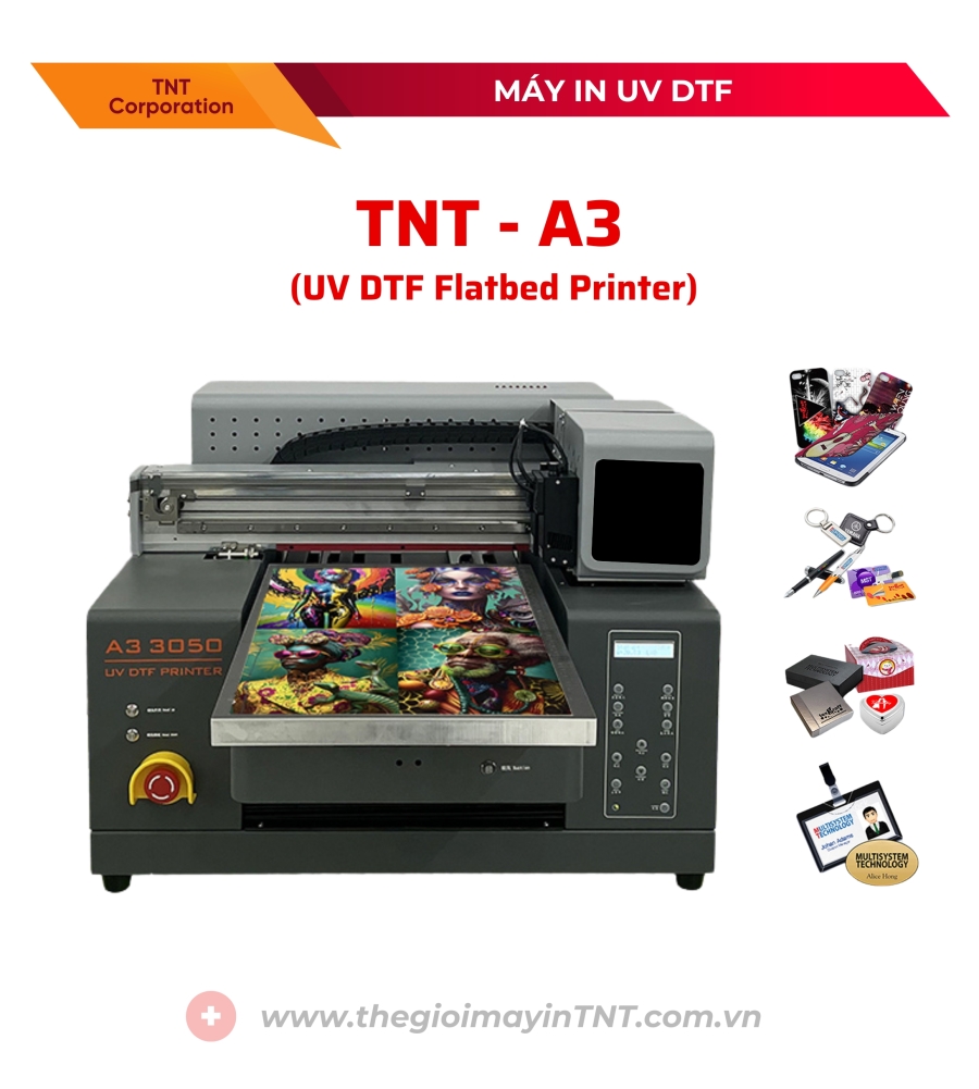 Máy in TNT A3 UV DTF Printer to Flatbed Material