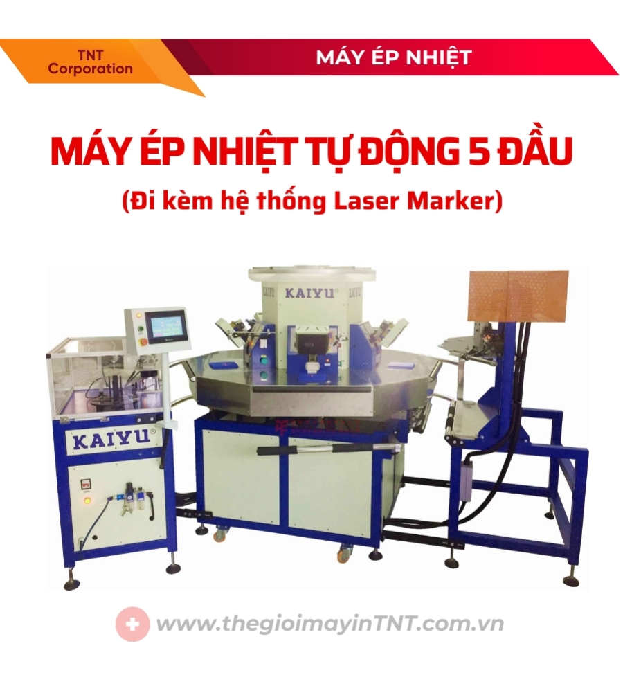 MÁY ÉP NHIỆT TỰ ĐỘNG 5 ĐẦU ĐI KÈM HỆ THỐNG LASER MARKER