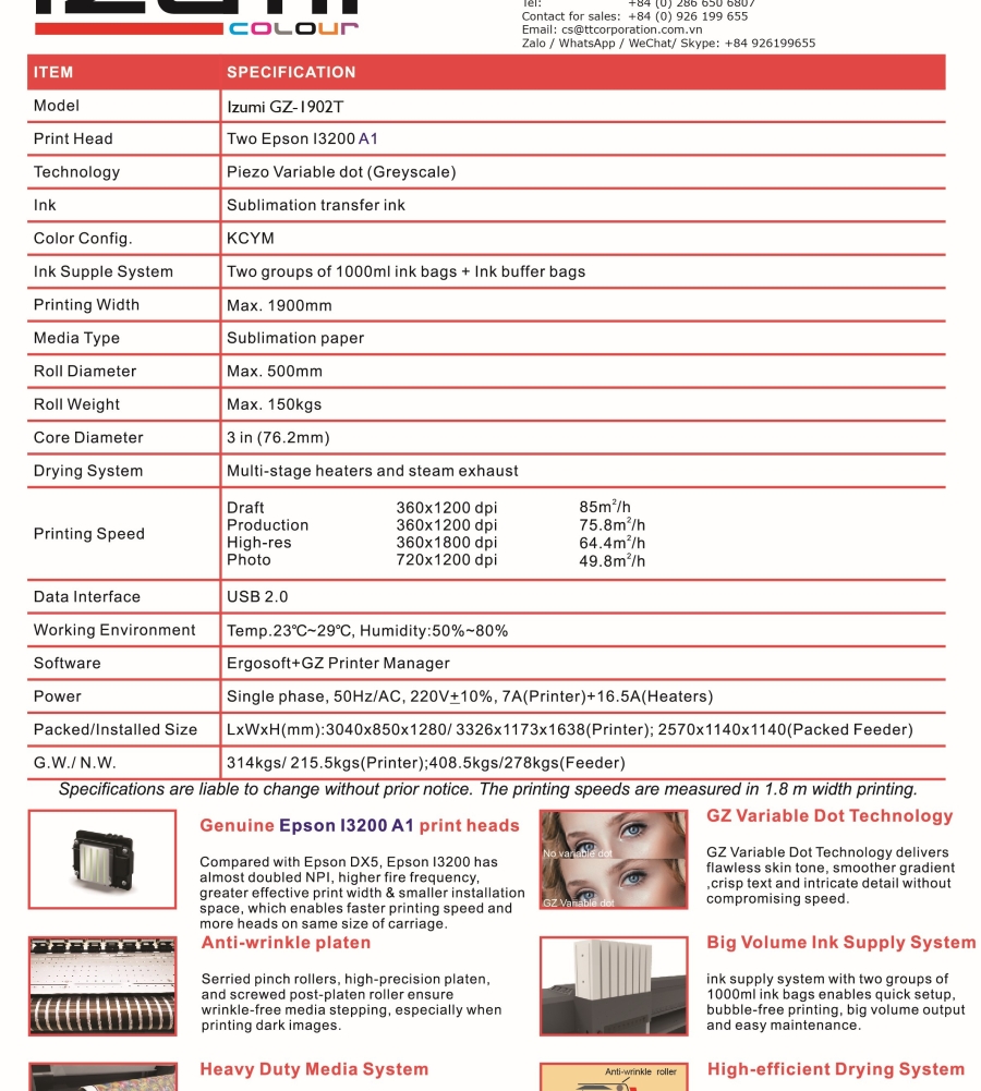 Máy in chuyển nhiệt IZUMI Sublimation Printer GZ1902T