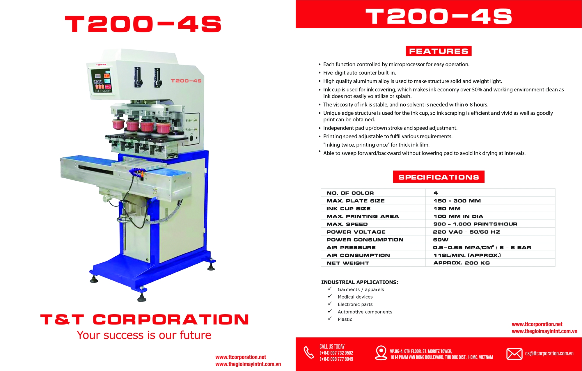 Máy in tampon T200-4s